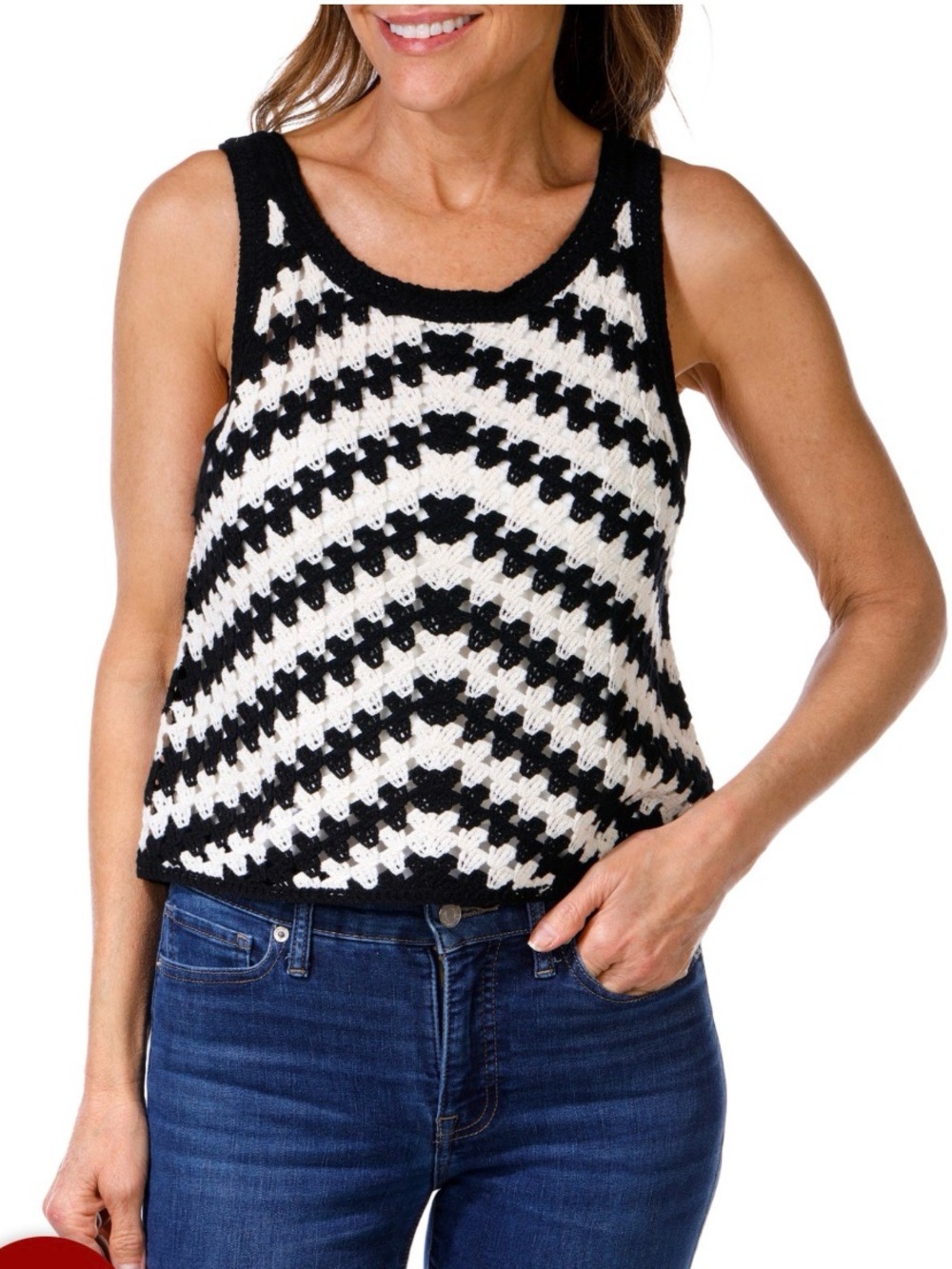 Saltwater Luxe Black and White Knit tank Top